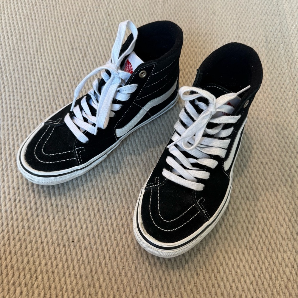 Vans Black and White High-Top Sneakers skateboarding shoes